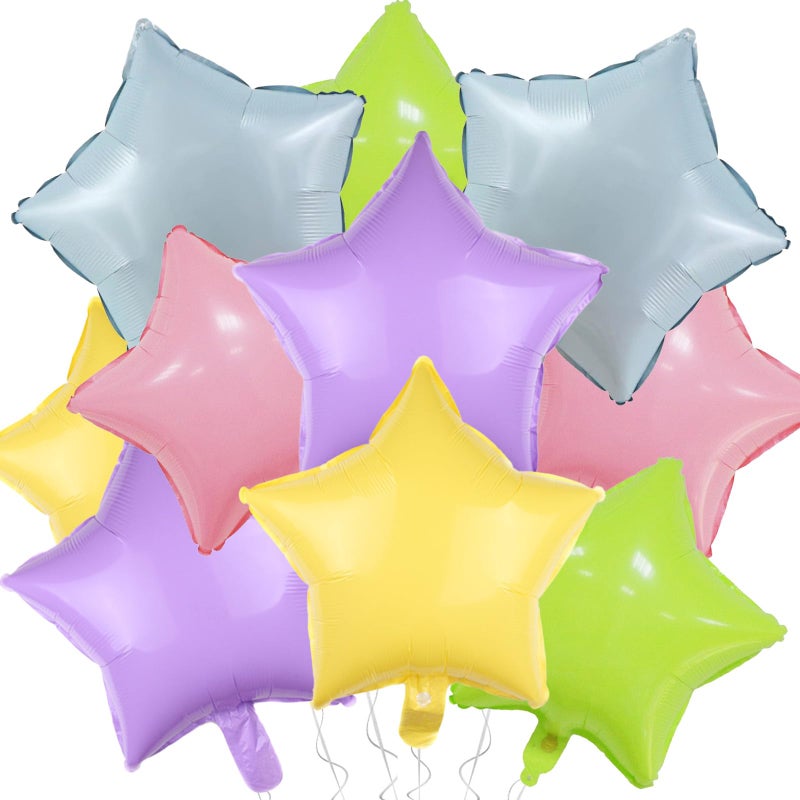 KALOR Pastel Multicolor Star Foil Balloons, 10 Pcs 18 Inch Stars Shape Foil Mylar Balloons for Birthdays, Weddings, Baby Showers Graduation Decorations - Image 1